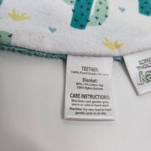 Malarkey Kids Green and White Munch-It Blanket Lovey Cacti Cutie Pie w/ Teether - Picture 6 of 6